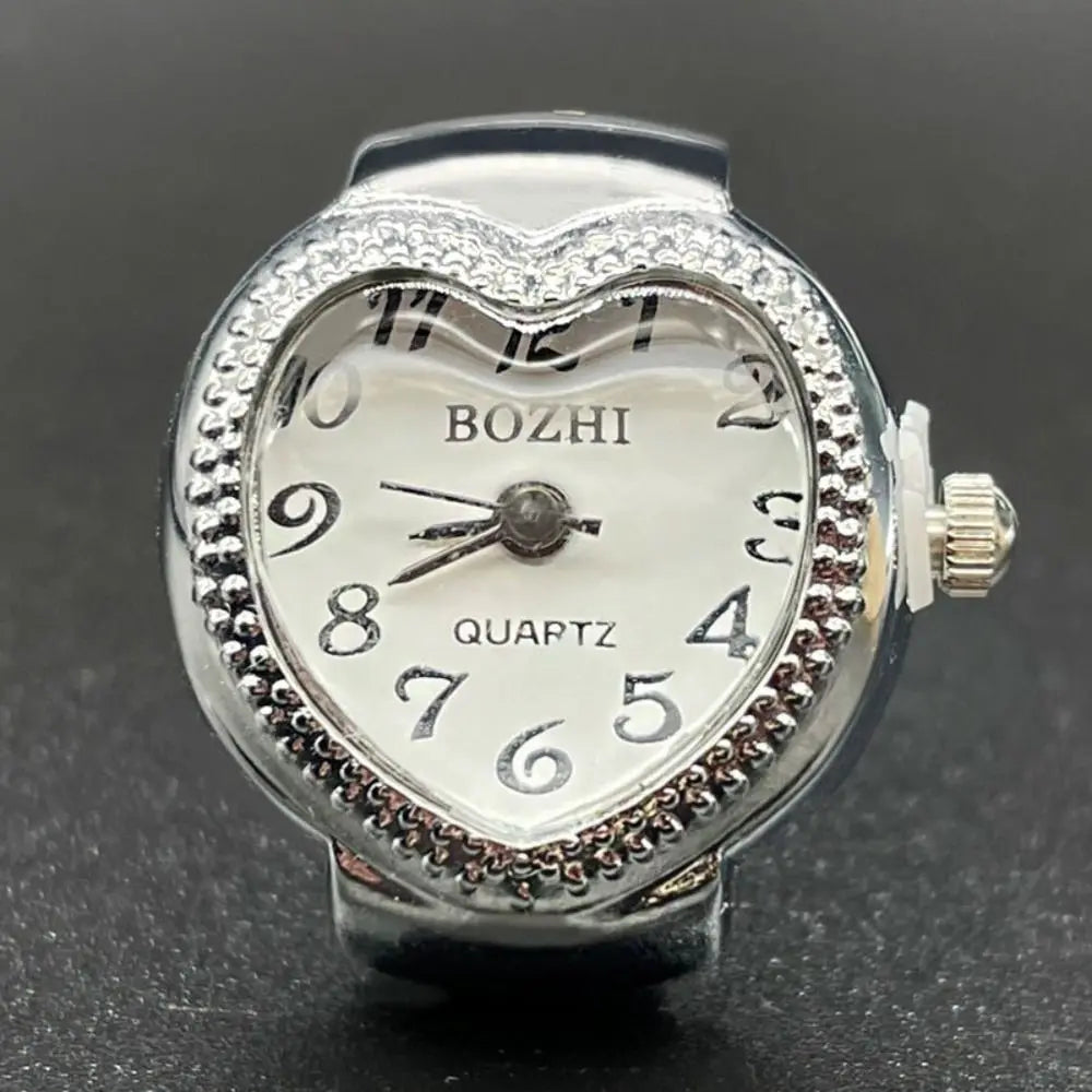 Vintage Heart Shape Quartz Finger Watch Ring