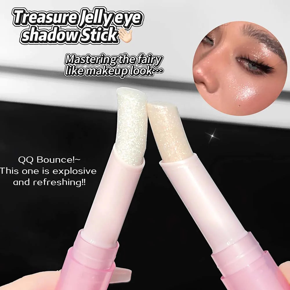 LUCKGO Jelly Eyeshadow Stick Eye Shadow Pen, Waterproof Sweatproof, Not Easy to Break, Pearlescent, Fine Shiny, Lazy Eyeshadow
