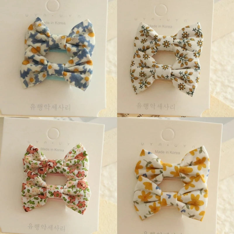 AITOUSHI Girls' Cotton Bow Hair Clips - Handmade Classical Headwear