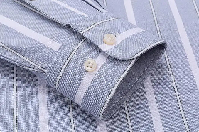 Men's Social Shirts Long Sleeve 100%Pure Cotton Oxford Buttoned Plaid Formal Male Casual Clothes Oversized Shirt Plus Size S-7XL