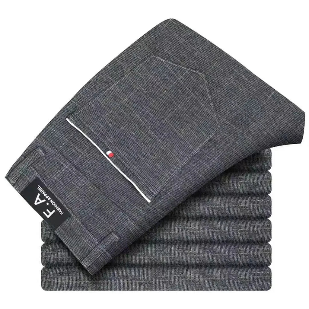 Classic Style Men's Casual Pants Fashion Striped Plaid Business Straight Slim Casual Pants Black Blue Gray Brand Men Trousers