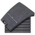 Classic Style Men's Casual Pants Fashion Striped Plaid Business Straight Slim Casual Pants Black Blue Gray Brand Men Trousers