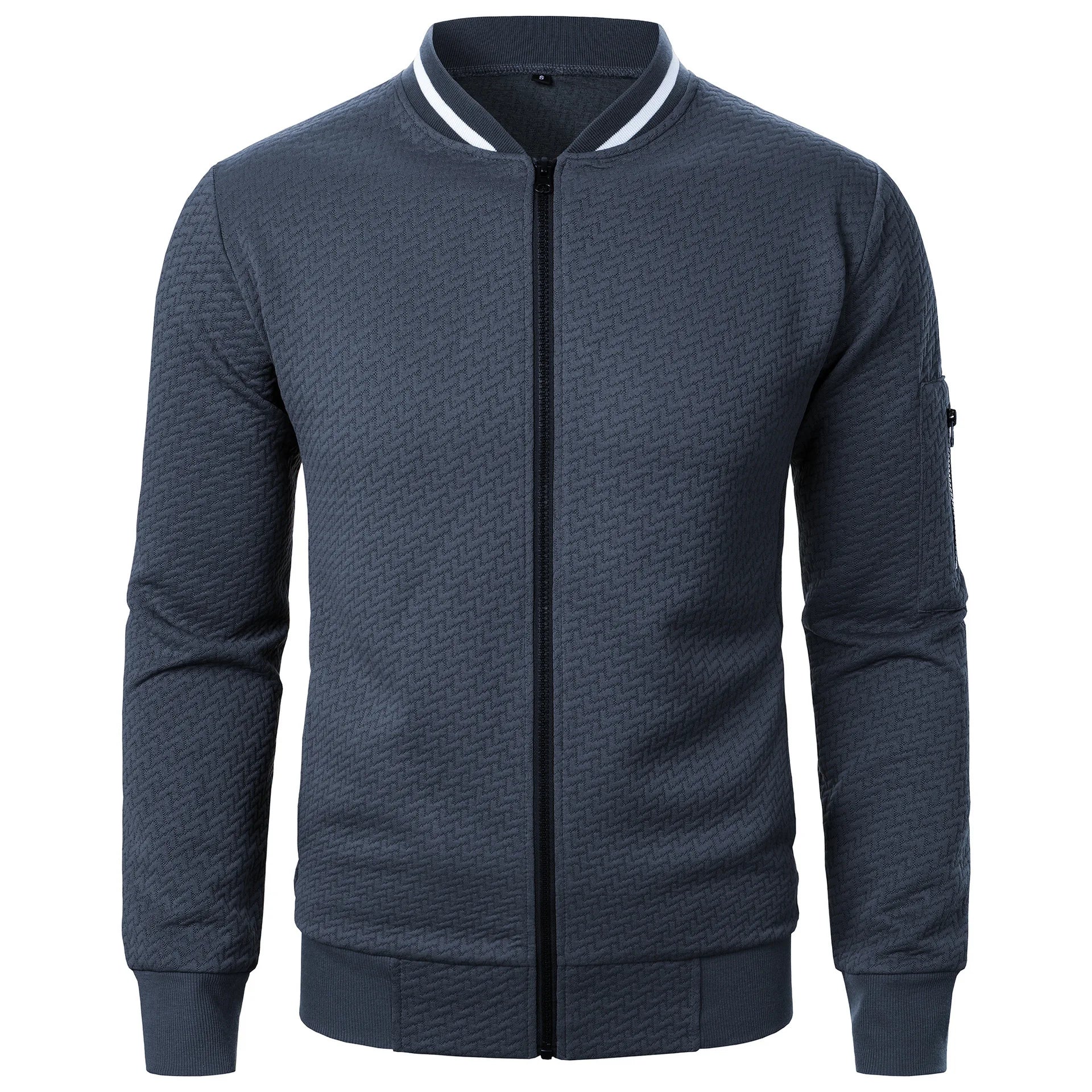 New Men's New Zip Stand Collar Sweatshirt Jacket Men's Casual Jacquard Cardigan Sweatshirts Baseball Jackets Men Clothing