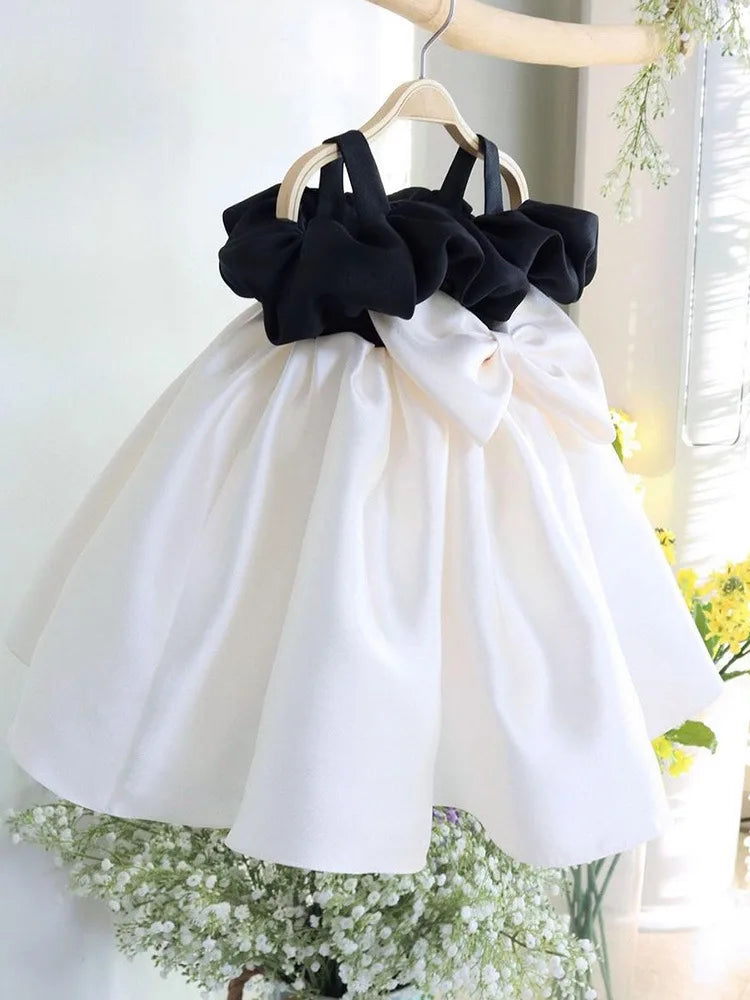 HETISO Girls Party Dresses First Birthday Children's Princess Ball Gown for Wedding Banquet Black White New Year Costume 1-12Y