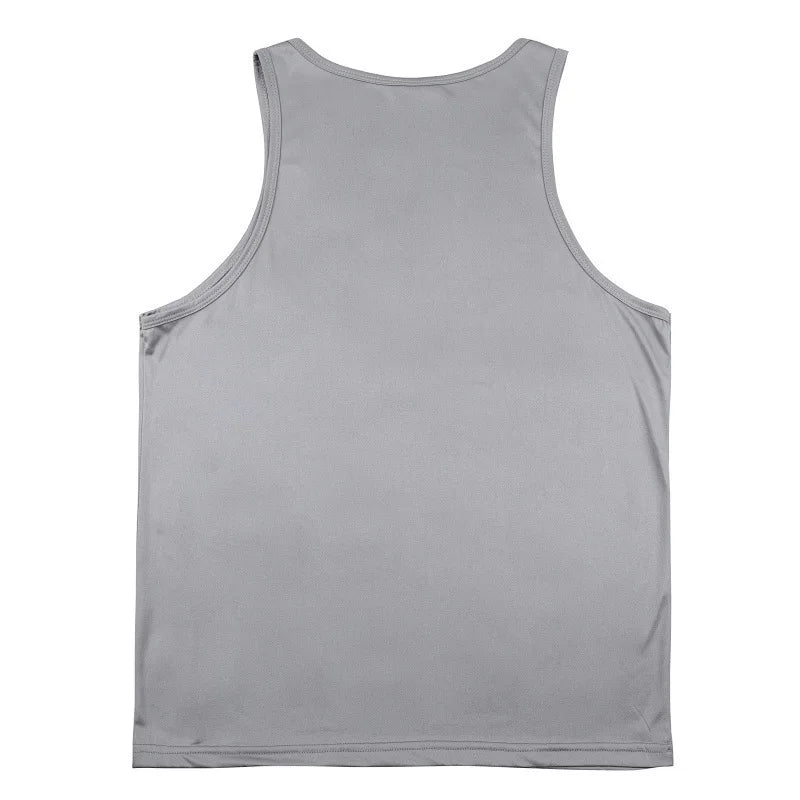 Men's Gym Sports Tank Top Muscle Aesthetic Dry Fast Workwear Polyester Fiber Summer Sport Fit Style Solid Color round Neck