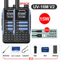2Pack Baofeng 15W 50KM Waterproof Walkie Talkie 999CH AM FM 2-Way Radio Full Band LCD Screen Frequency Copy Noise Reduce UV16M
