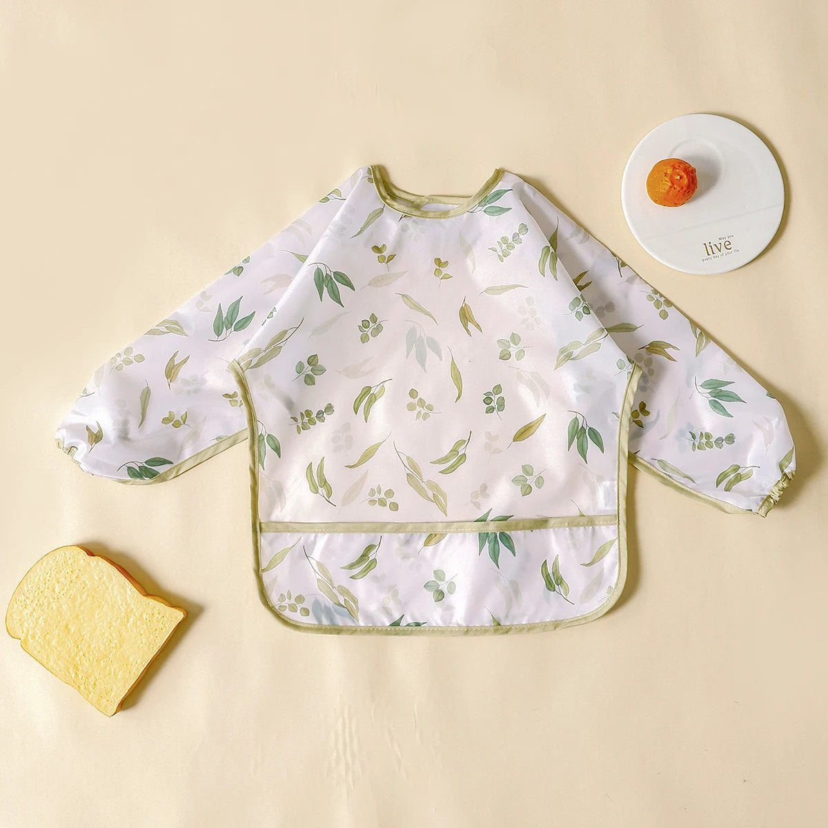 Elinfant Long Sleeve Waterproof Feeding Bibs for Babies Easy Clean Washable Burp Cloth