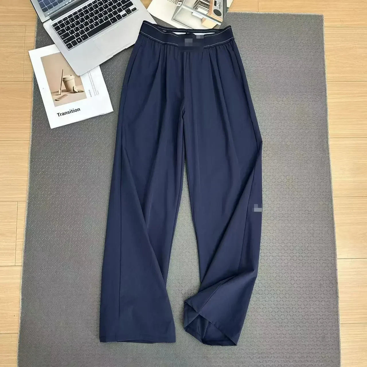 Women's High-Waisted Wide-Leg Casual Pants - Quick-Dry Ice Silk