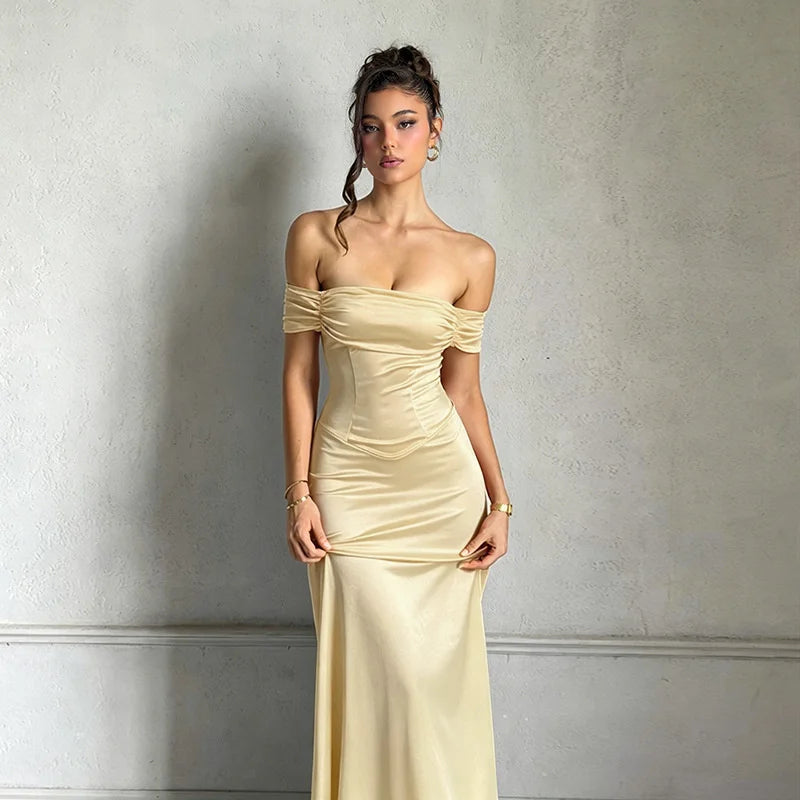 Off Shoulder Bodycon Long Dress Sexy Hip Hugging Party Evening Gown Mermaid Split Slim Club Cocktail Dress Women Red Elegant