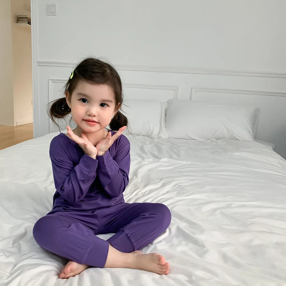 1-8T Toddler Kid Baby Boy Girl Pajamas Set Homewear 2pcs Clothes Set Long Sleeve Top High Waist Pant Suit PJ Outfit