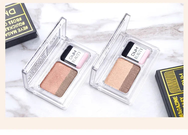 Two-Color Matte Eye Shadow Double Small Box Lazy Eye Shadow Easy To Carry Eyeshadow Tray Professional Women'S'S Cosmetics
