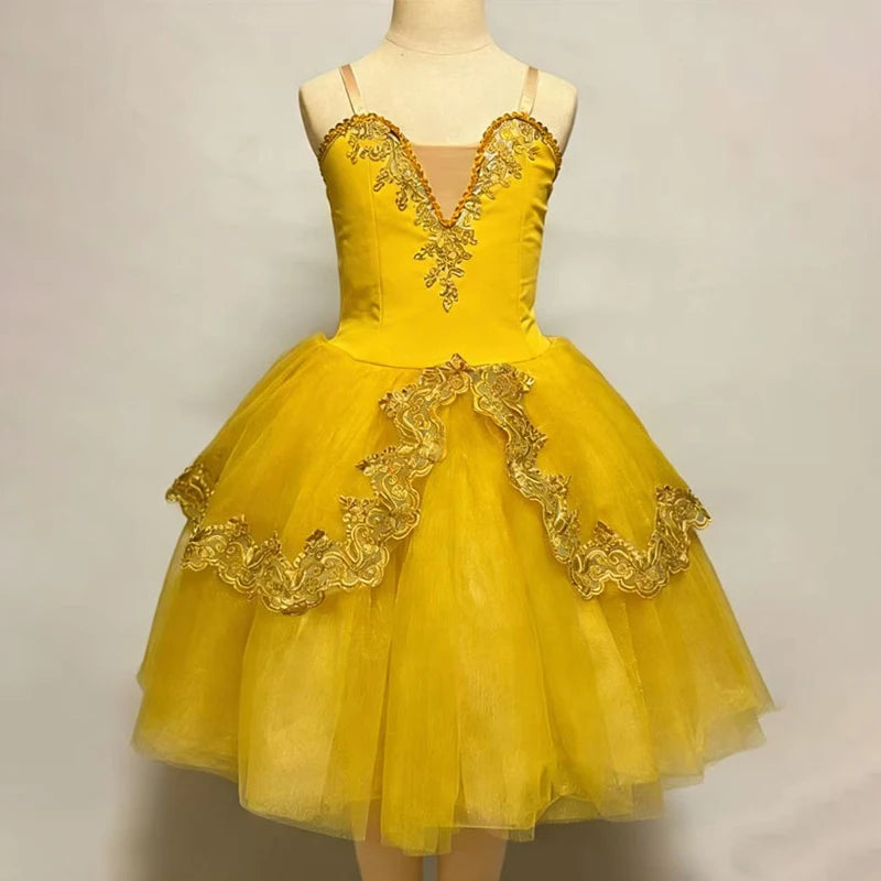 Adults Children Embroidery Gauze Lyrical Contemporary Dance Costume Group Party Stage Tutu Adult Kids Competition Dance Clothes