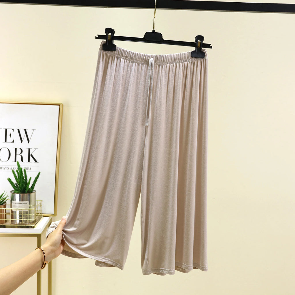 Women's Modal Wide-Leg Pants - High-Waisted Casual Summer Lounge