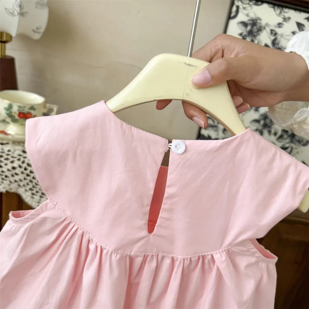 2 To 7 Years Old Flower Embroidery Princess Dress for Girls Summer New Korean Version Sleeveless Children's Casual Dresses