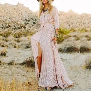 Bohemian Backless Beach Long Dress Cotton Women's Clothing Wish Hot Sell Street Style Hip Hop Trendy Globalization Dress