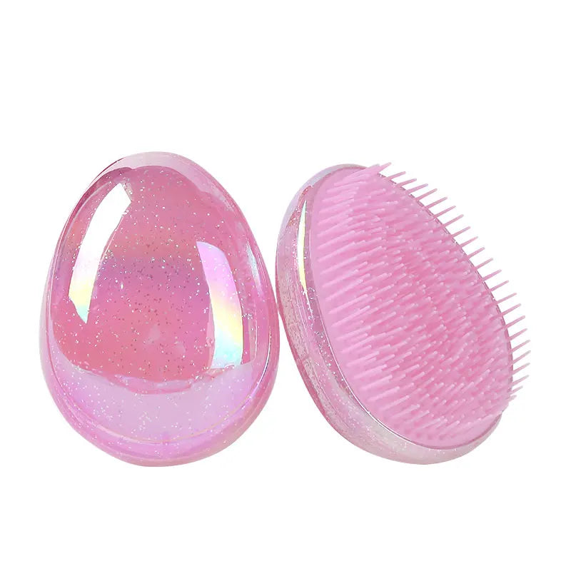 Marbling Egg Shape Glitter Straight Hair Brush Anti-knotting Hair Smoothing Combs Anti Static Massage Hairbrush Tangle Hair Care