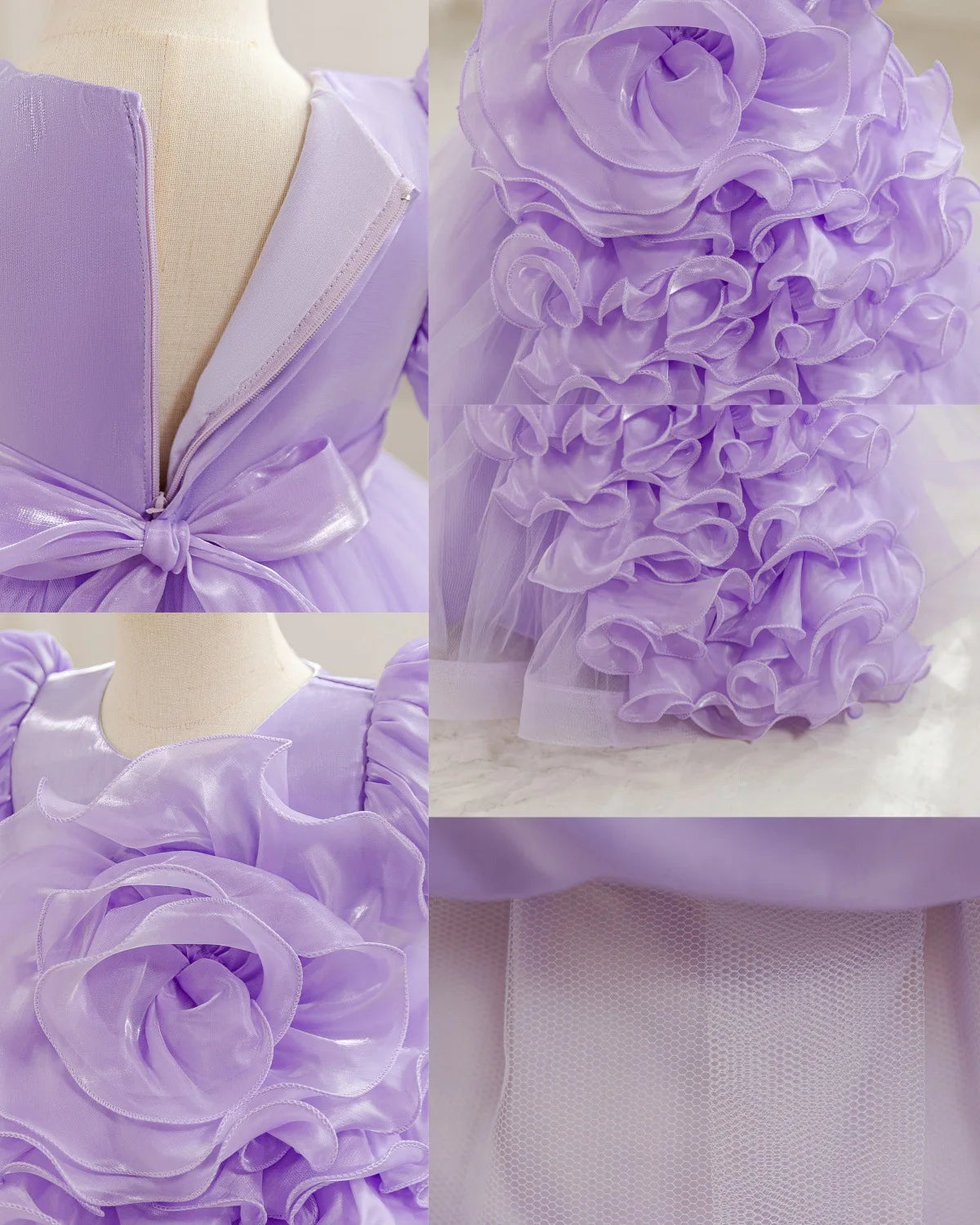 HETISO Summer 3D Bow Baby Girl's Birthday Dress Mesh Kids Ball Gown for Performance Holiday Party 1-4 Years