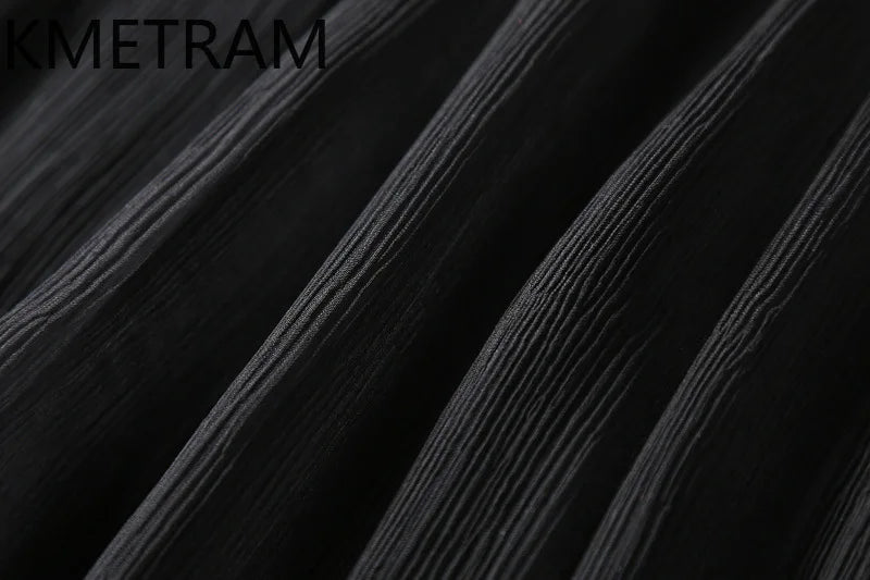 KMETRAM 100% Natural Mulberry Silk Dresses 2025 Woman Summer Elegant V-neck Long Dress Party Frocks Women Clothing Vestidos