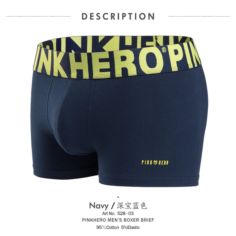 PINK HERO Men's Boxer Briefs - Comfortable Cotton Knit Underwear