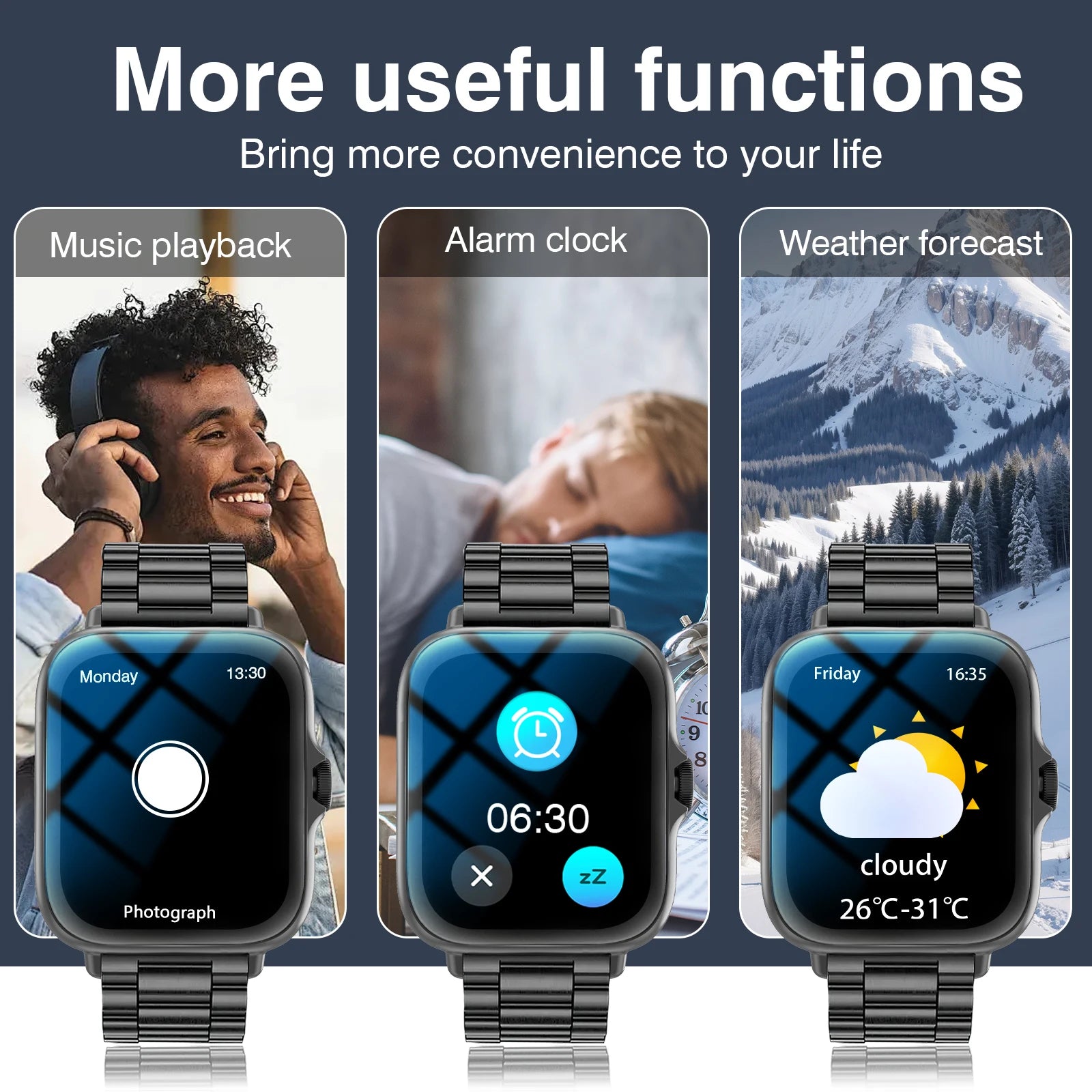 Smart Watch Compatible for iPhone & Android, Wireless Call, HD Touch Screen Fitness Tracker with Pedometer, Step Tracker, Music,Weather Display,Wireless Smartwatch for Men & Women