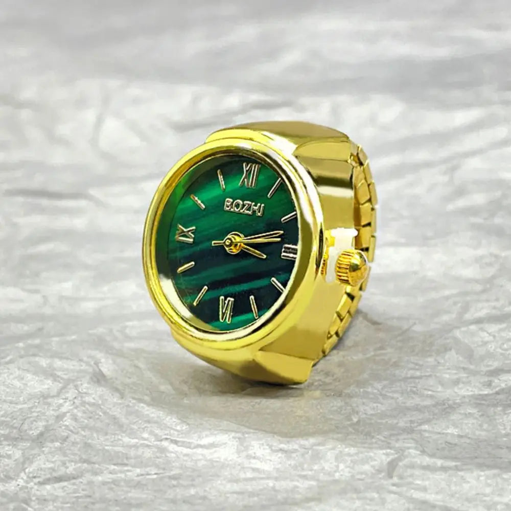 Finger Ring Watch For Couples Vintage Punk Heart Shape Quartz Clock With Adjustable Elastic Strap