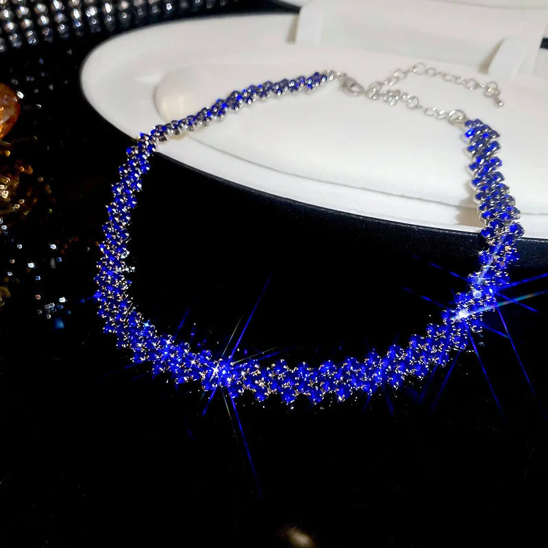 Luxury Shiny Full Rhinestone Choker Necklace For Women'S Personalized Geometric Crystal Necklaces Wedding Jewelry Gifts