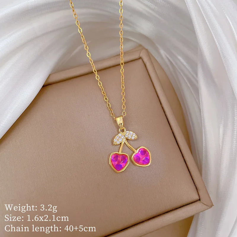 Full Zircon Cross Necklace For Women'S Gold Color Anti-Tarnish Titanium Steel Jewelry
