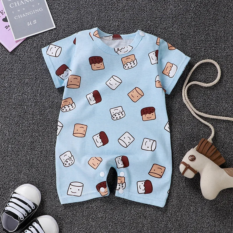 Baby Unisex Romper Jumpsuit - 100% Cotton Short-Sleeve Animal Print