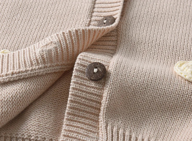 Teen Girl Clothes 2025 Children New Korean Cardigan Girls Knit Jacket Spring Autumn Outfit Style Costume Handmade Heart DIY Kids