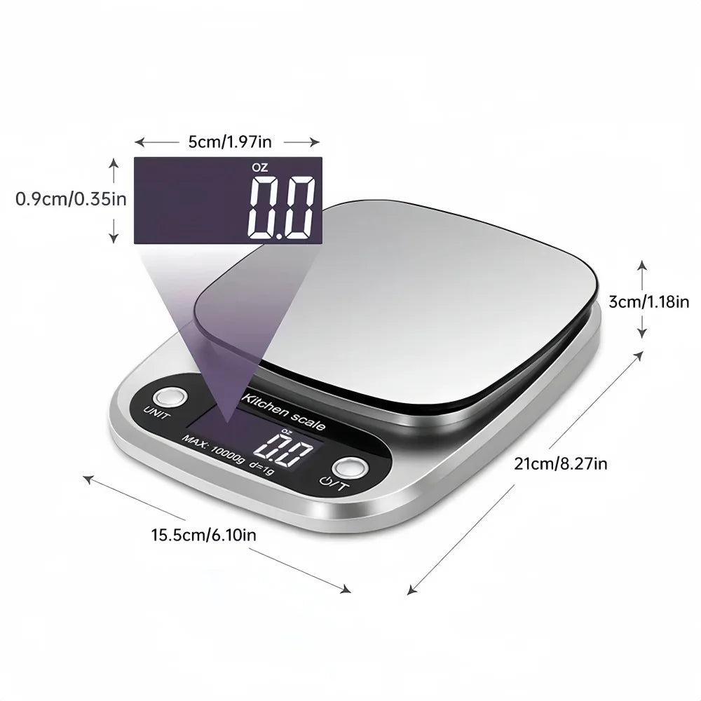 Báscula de cocina digital de 10 kg/1 g, de alta precisión, con pantalla LCD, para alimentos, joyería, café, repostería, portátil, herramientas de cocina de alta calidad
