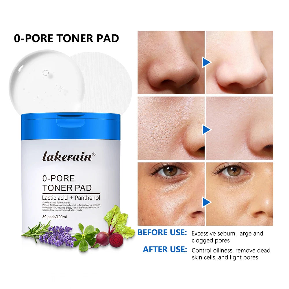 Lakerain Zero Pore Toner Pads - Oil Control Exfoliating Treatment 80ct