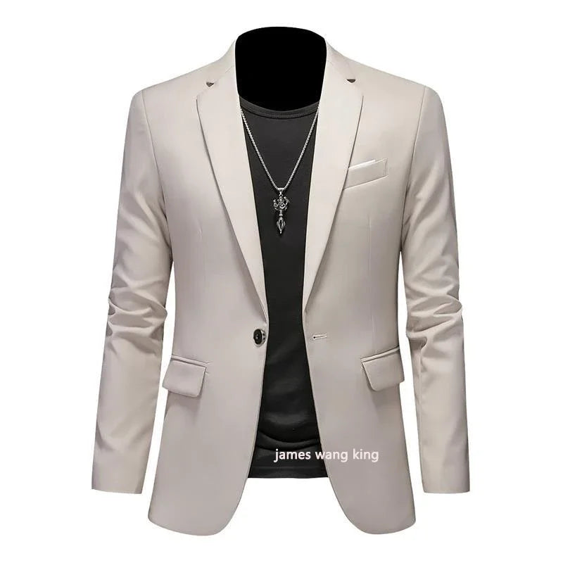 Boutique Fashion Mens Blazer Solid Color Premium High End Suit Jacket For Men Groom Wedding