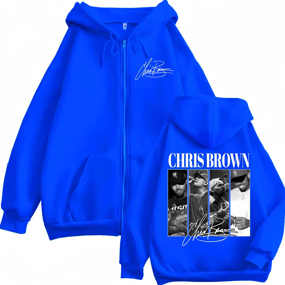 Dshztooma Chris Brown Graphic Zip-Up Hoodie - Fleece Streetwear
