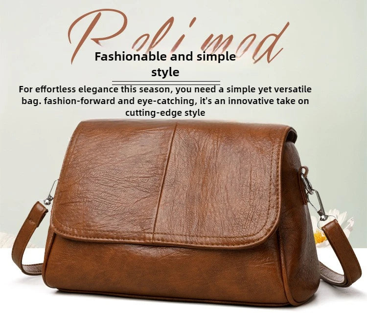 Retro Oil Wax Leather Crossbody Bag,with Textured and Vintage Feel,Simple and Elegant Flap Design,and Adjustable Shoulder Strap
