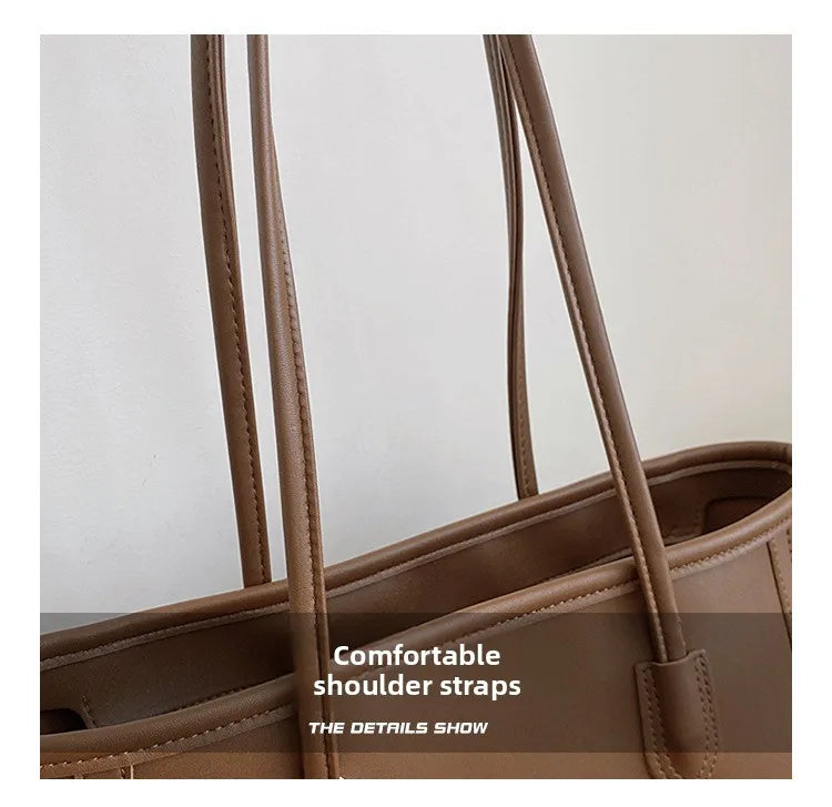 Solid Color PU Leather Women's Handbag, Versatile Korean Single Shoulder Underarm Bag, Temperament Tote Bag for Women Daily Use