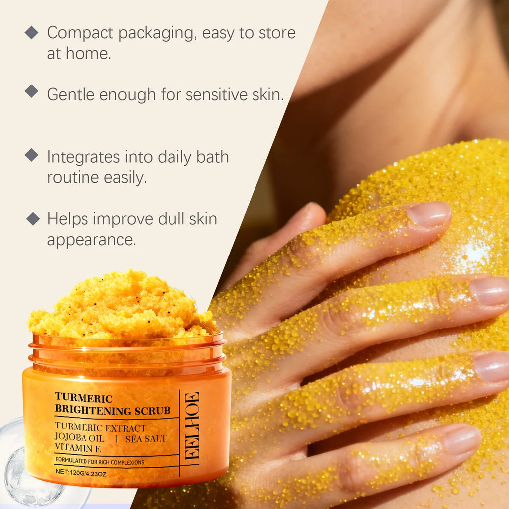 EELHOE Turmeric Scrub Lighten Skin Brightening Products Full Body Cleaning Dead Skin Remover Smooth Sea Salt Exfoliating Scrub