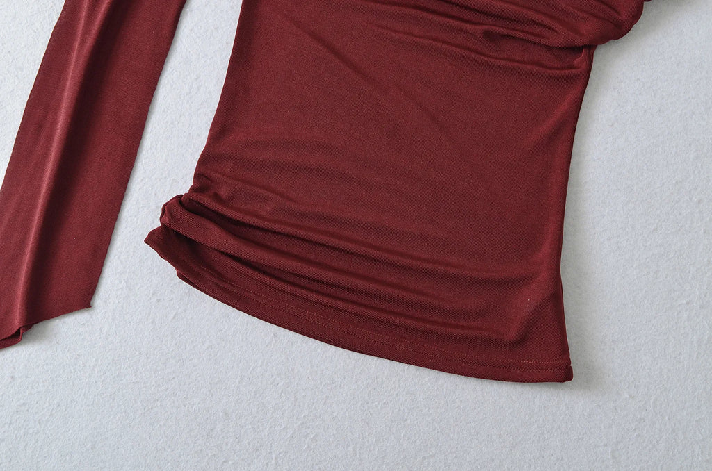 Sexy Pure Desire Short Sleeve T-Shirt Women's Spicy Girl Sash One Shoulder Tube Top Short Length Slim Fit Casual Noble