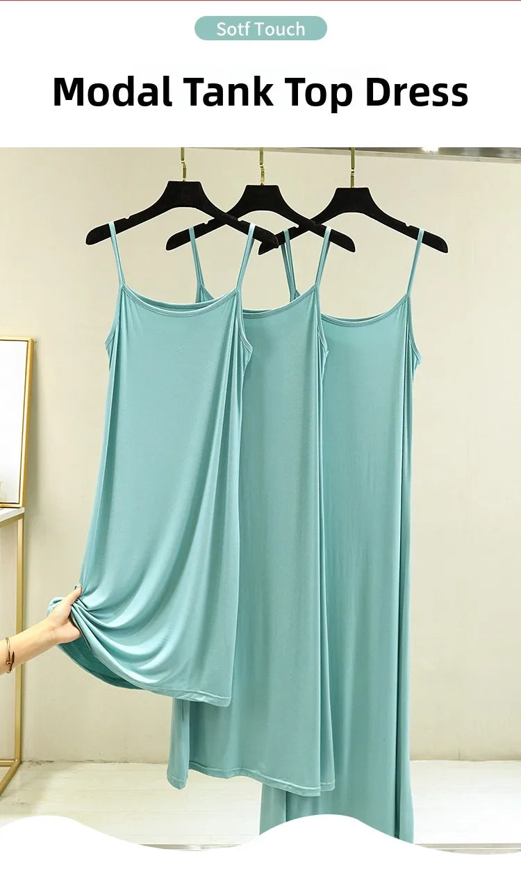 Modal Sleeveless Vest Dress Women Summer Thin Base Layer Color Block Casual round Neck Scene Casual July Deer Brand Dress