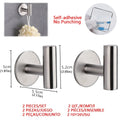 Ganchos Autoadhesivos de Acero Inoxidable Adhesivos de Pared Ganchos Colgantes Soporte para Abrigos Llaves Toallas Bolsos Sombreros Accesorios de Almacenamiento para el Hogar