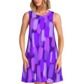 Abstract Brush Print Casual Dress Colorful Print Sleeveless Pretty Dresses Woman Crewneck Aesthetic Dress Spring Print Clothes