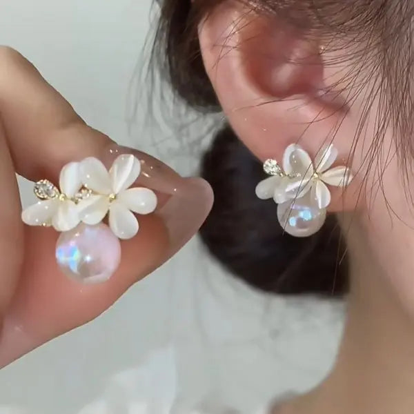 Exquisite Leaves Crystal Flower Stud Earrings For Women AAA Zircon Rose Butterfly Tassel Bridal Jewelry