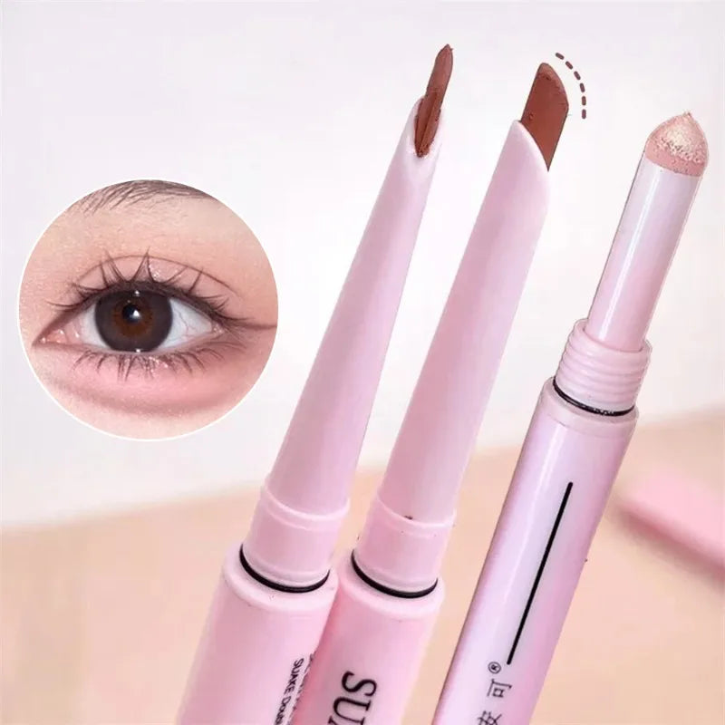 2 In 1 Matte Aegyosal Pen Glitter Brightening Highlight & Shadow Stick Double-end Eye Makeup Lying Silkworm Eyeliner Gel Pencil