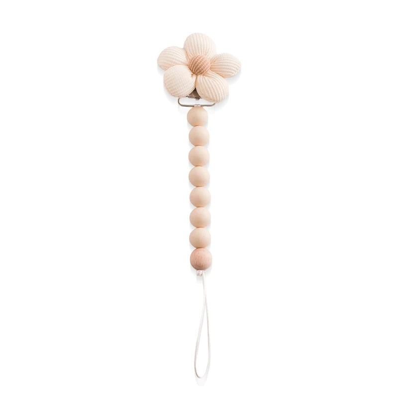 Pacifier Clip For Newborns Premium Safe Teething Clip With Silicone Flower Beads