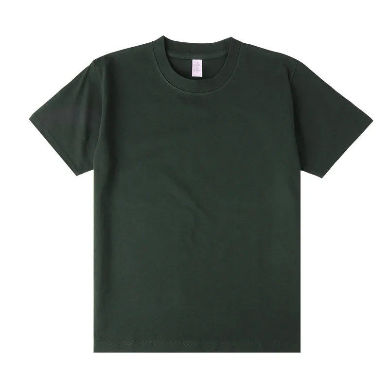 Men's Heavyweight Cotton T-Shirt - Loose Fit Crew Neck Short Sleeve