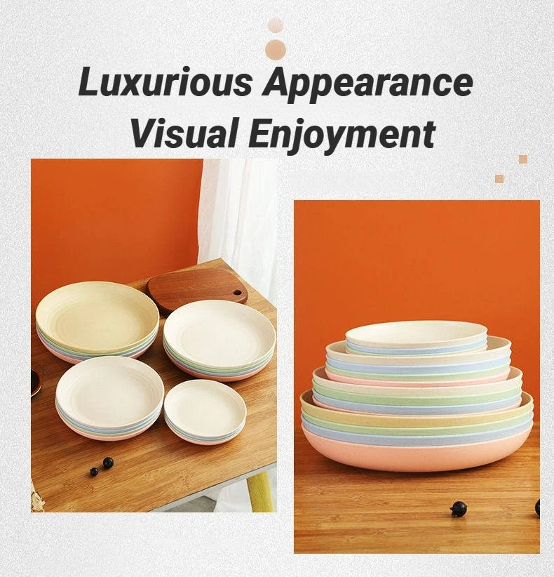 Wheat Straw Dinner Plate Set, Lightweight Unbreakable, 15cm, 6-Piece