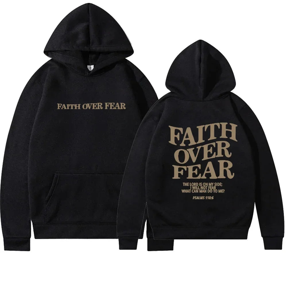 Faith Overcomes Fear Christian Hoodie - Fleece Pullover Sweatshirt