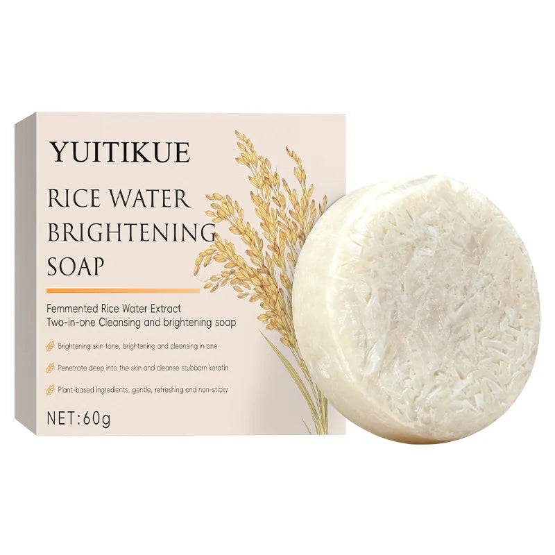 Rice Water Brightening Soap 60g - Moisturizing Deep Cleansing, Safe & Gentle for Sensitive Skin, for Face & All Body