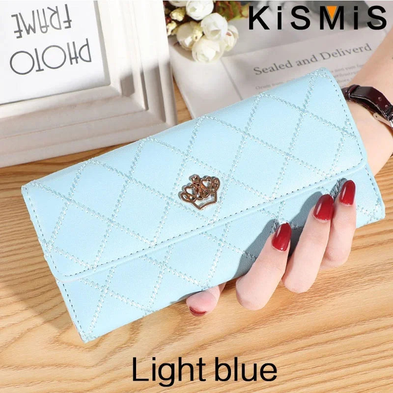 Womens Plaid PU Leather Wallet Long Wallet with Phone Bag Coin Pocket Card Holder Slim Purse