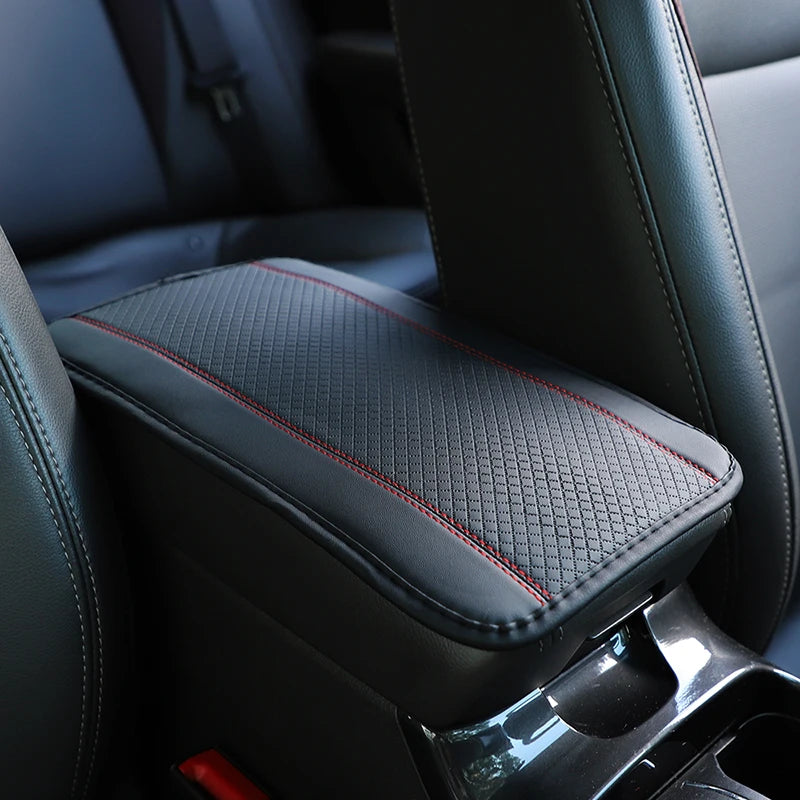 Car Armrest Cover Mat Universal PU Leather Ethnic Style Print Waterproof Non Slip Storage Box Pad Auto Styling Interior Accessor