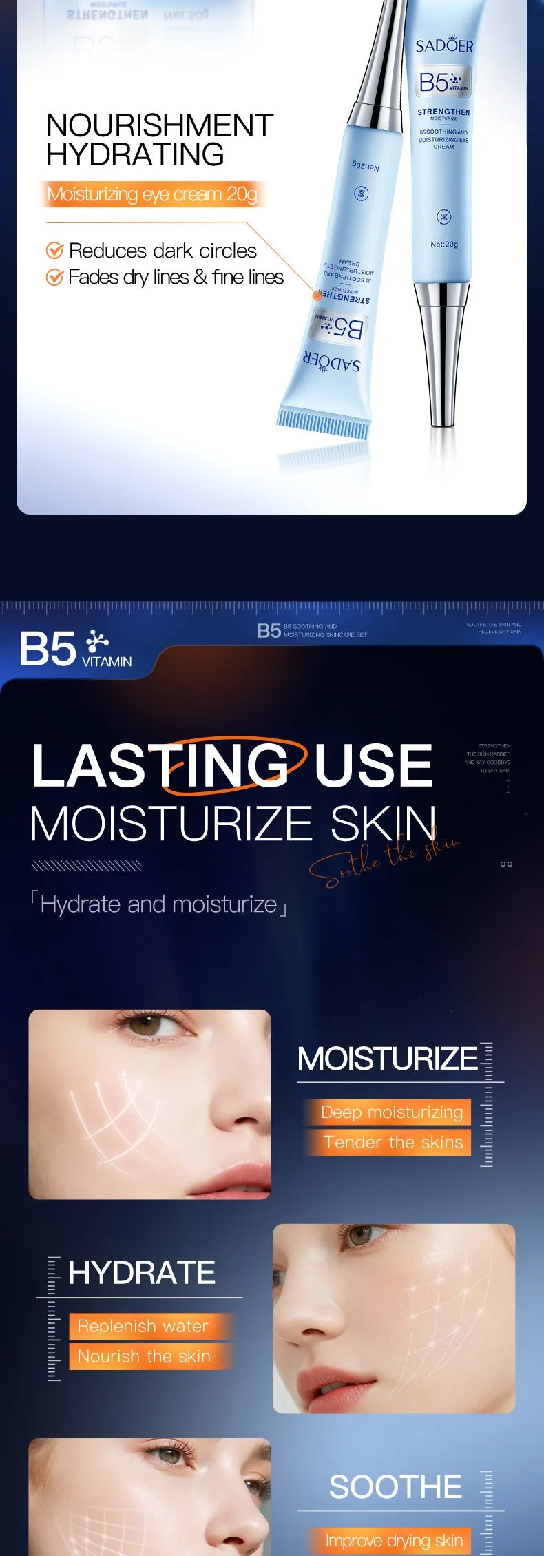 Vitamin B5 Moisturizing Anti-Wrinkle Skincare Set - Firming, Lifting Hydrating Face Kit for All Skin Types Skin care